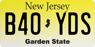 NJ license plate B40YDS