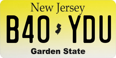 NJ license plate B40YDU