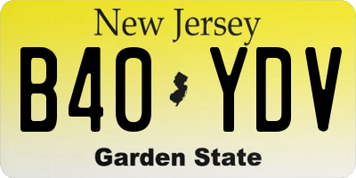NJ license plate B40YDV
