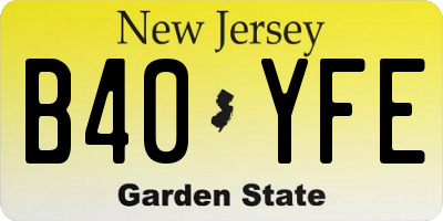 NJ license plate B40YFE