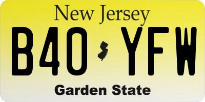 NJ license plate B40YFW