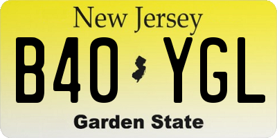 NJ license plate B40YGL