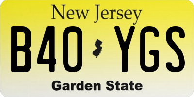 NJ license plate B40YGS