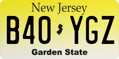NJ license plate B40YGZ