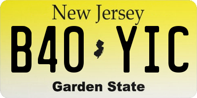 NJ license plate B40YIC