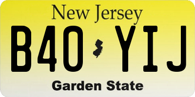 NJ license plate B40YIJ