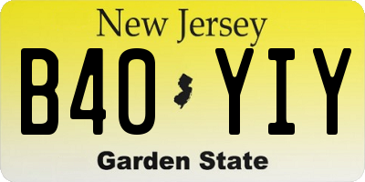 NJ license plate B40YIY