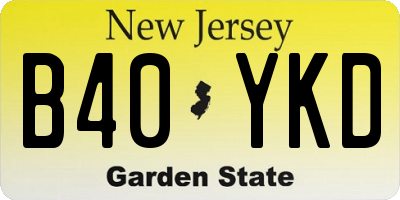 NJ license plate B40YKD