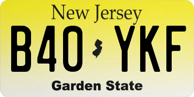 NJ license plate B40YKF