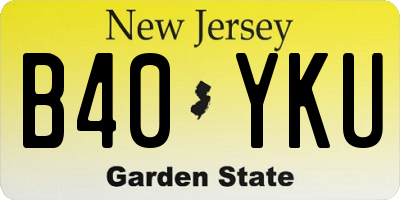 NJ license plate B40YKU