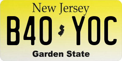 NJ license plate B40YOC