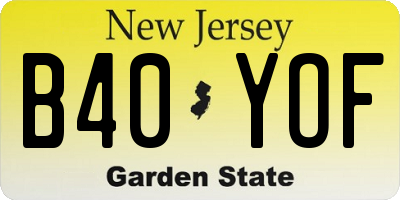 NJ license plate B40YOF