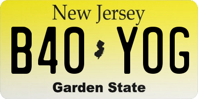 NJ license plate B40YOG