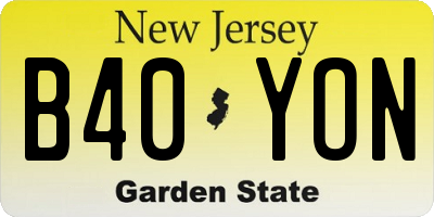 NJ license plate B40YON