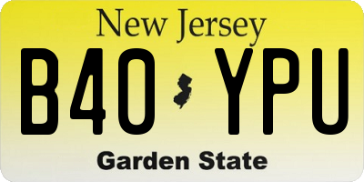 NJ license plate B40YPU