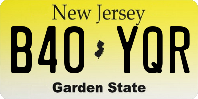 NJ license plate B40YQR