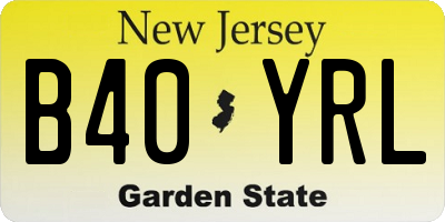NJ license plate B40YRL
