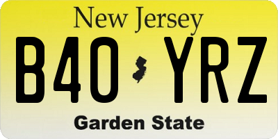 NJ license plate B40YRZ
