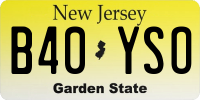 NJ license plate B40YSO