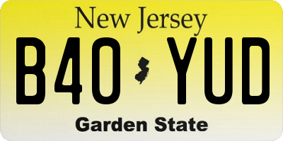 NJ license plate B40YUD