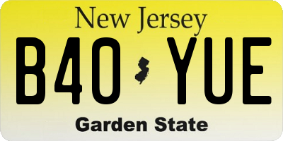 NJ license plate B40YUE