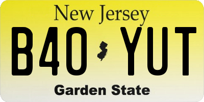NJ license plate B40YUT