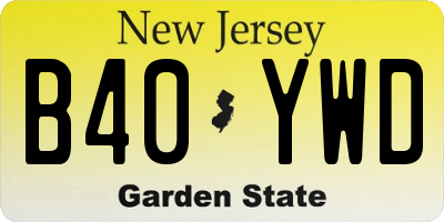 NJ license plate B40YWD
