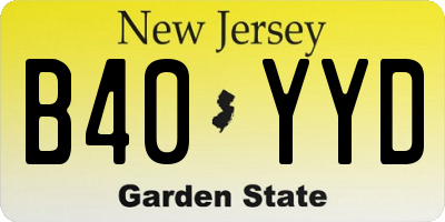 NJ license plate B40YYD