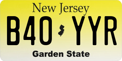 NJ license plate B40YYR
