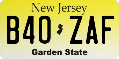 NJ license plate B40ZAF