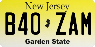 NJ license plate B40ZAM