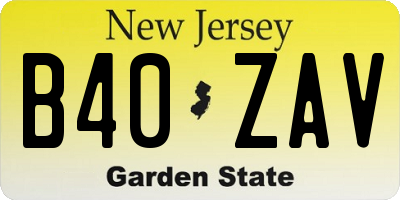 NJ license plate B40ZAV