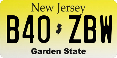 NJ license plate B40ZBW