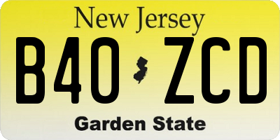 NJ license plate B40ZCD