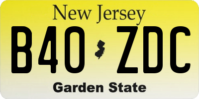 NJ license plate B40ZDC