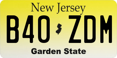 NJ license plate B40ZDM