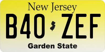 NJ license plate B40ZEF
