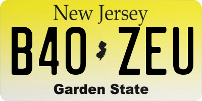 NJ license plate B40ZEU