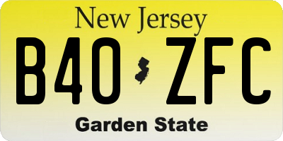 NJ license plate B40ZFC