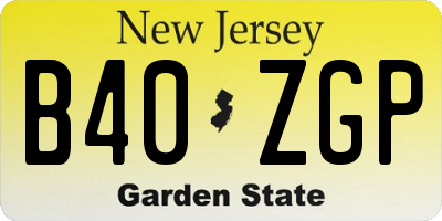 NJ license plate B40ZGP