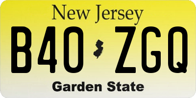 NJ license plate B40ZGQ