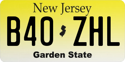 NJ license plate B40ZHL