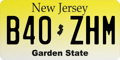 NJ license plate B40ZHM