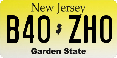 NJ license plate B40ZHO