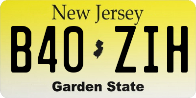 NJ license plate B40ZIH