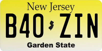 NJ license plate B40ZIN