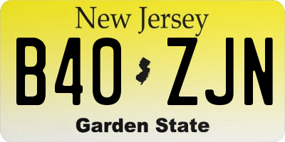 NJ license plate B40ZJN