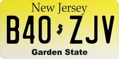 NJ license plate B40ZJV