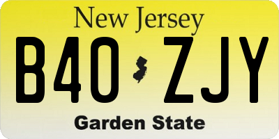 NJ license plate B40ZJY
