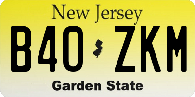 NJ license plate B40ZKM